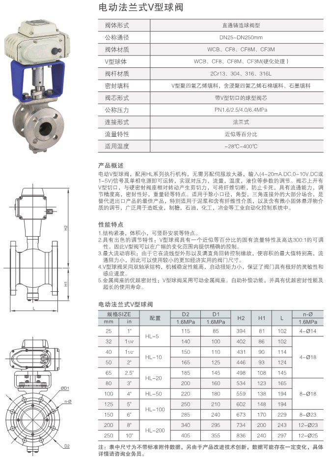 VQ947F電動V型球閥結構圖