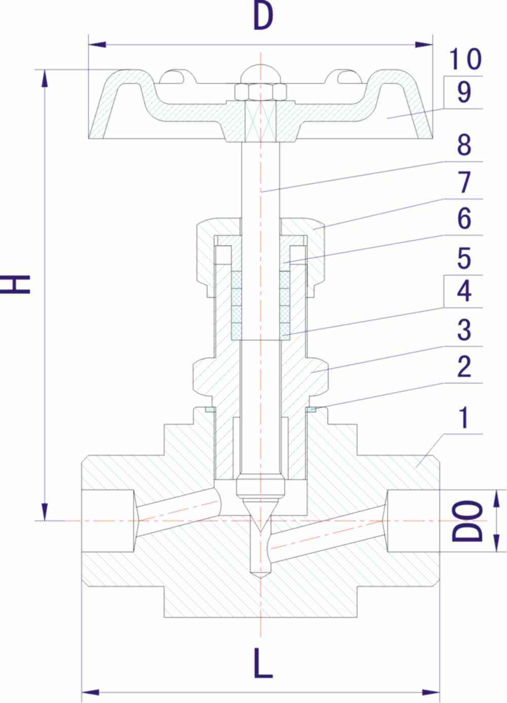 承插焊針型閥結(jié)構(gòu)圖 承插焊針型閥結(jié)構(gòu)圖