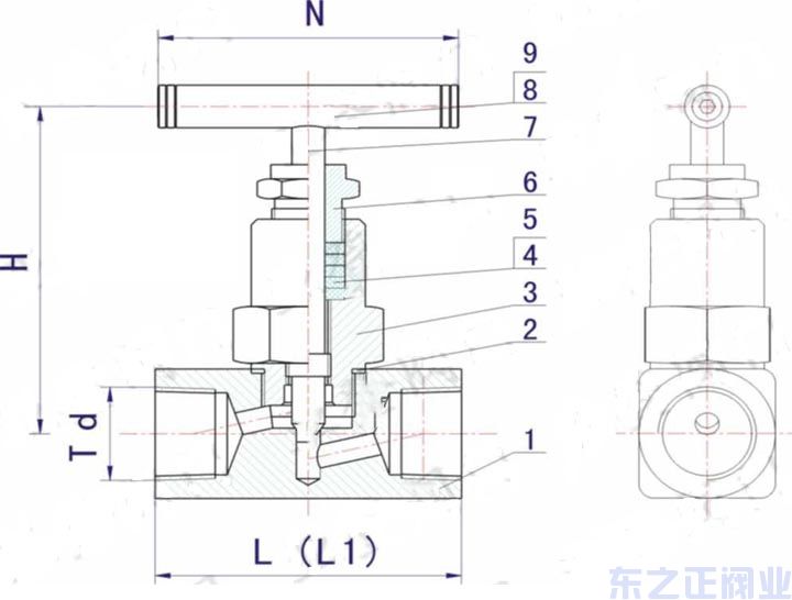 美標(biāo)螺紋針型閥結(jié)構(gòu)圖