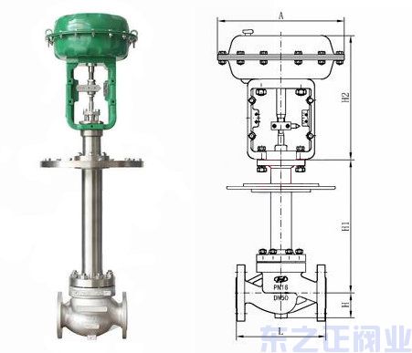氣動薄膜低溫調節閥結構圖 氣動薄膜低溫調節閥結構圖