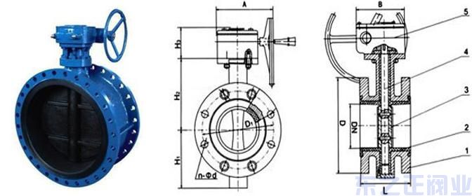 法蘭襯膠蝶閥主要結構圖 法蘭襯膠蝶閥主要結構圖