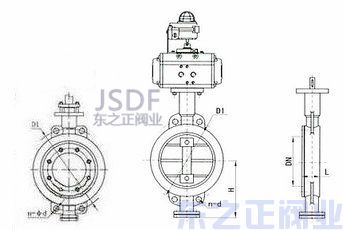 氣動對夾式蝶閥結構圖