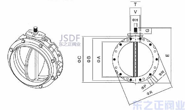 氣動(dòng)粉塵蝶閥結(jié)構(gòu)圖 氣動(dòng)粉塵蝶閥結(jié)構(gòu)圖