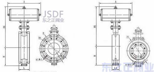 氣動三偏心蝶閥結(jié)構(gòu)圖 氣動三偏心蝶閥結(jié)構(gòu)圖
